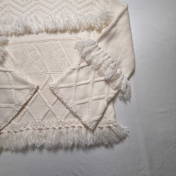 Gianni Bini Fringe Sweater High Neck Cream Color Size M - Picture 5 of 16